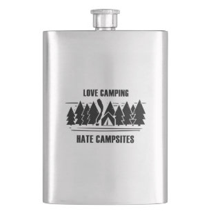 Love Camping, Hate Campsites Hip Flask