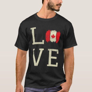 Love Canada Day Maple Proud Canadian Flag Canada T-Shirt