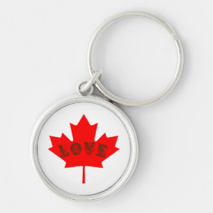 love Canada Day red maple leaf key chain