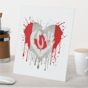 Love Canada Flag Pedestal Sign