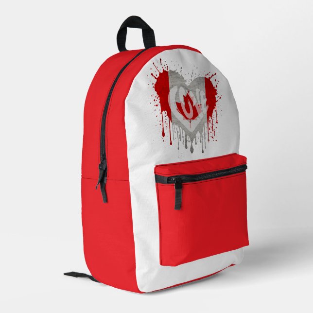 Love Canada Flag Printed Backpack (Back Corner Left)