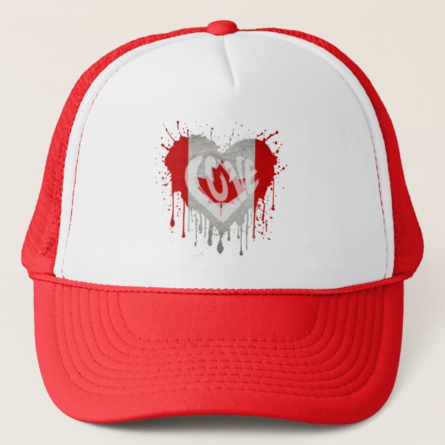 Love Canada Flag Trucker Hat (Front)