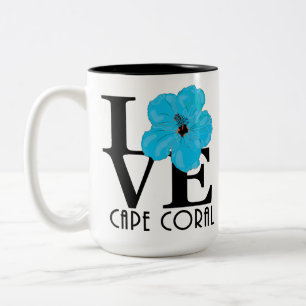 LOVE Cape Coral Blue Hibiscus 15oz Two-Tone Coffee Mug