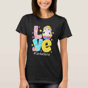 Love Cardiac Nurse Bunny Ears Funny Easter Eggs Ou T-Shirt