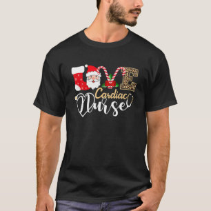 Love Cardiac Nurse Santa Stethoscope Leopard Print T-Shirt
