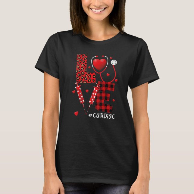 love Cardiac Nurse stethoscope Valentine Day heart T-Shirt (Front)