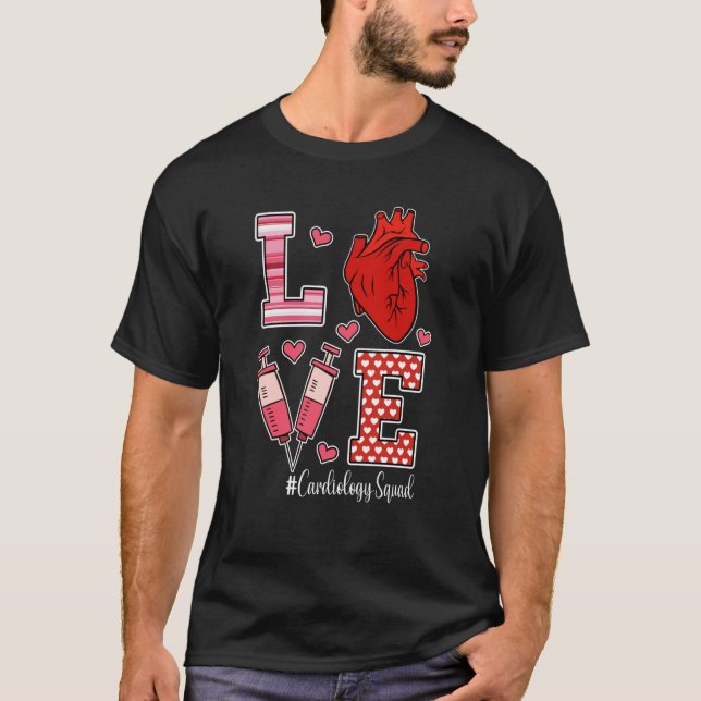 Love Cardiology Cardiologist Cardiac Nurse Valenti T-Shirt (Front)