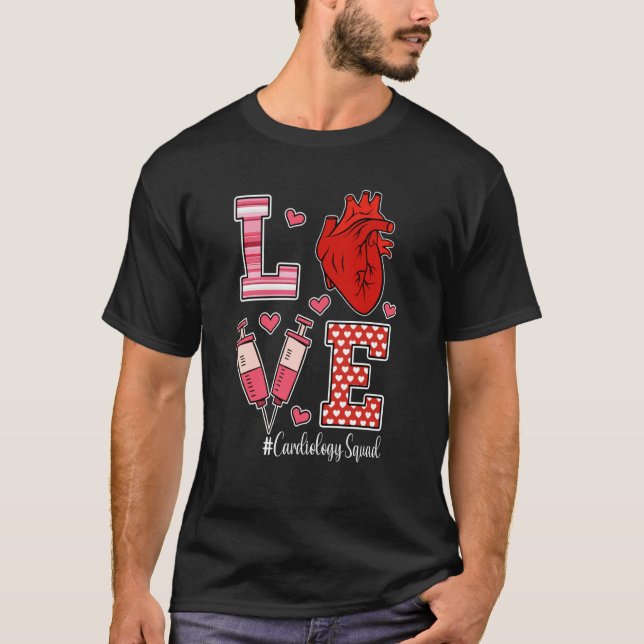 Love Cardiology Cardiologist Cardiac Nurse Valenti T-Shirt (Front)