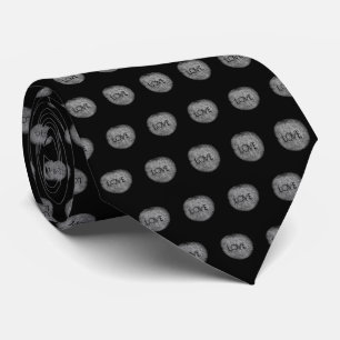 "Love" Carved Stone in Black and White Tie