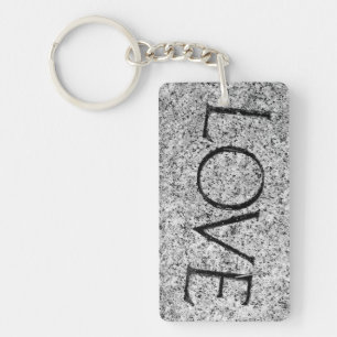 "Love" Carved Stone Key Ring