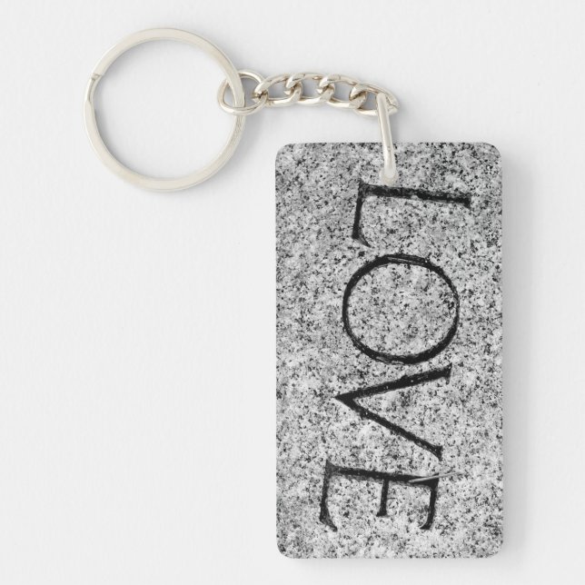 "Love" Carved Stone Key Ring (Front)
