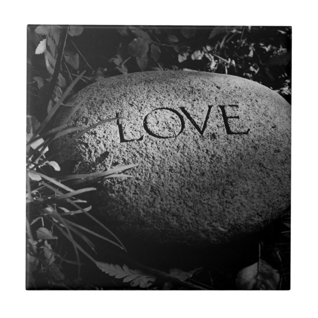 "Love" Carved Stone Tile (Front)