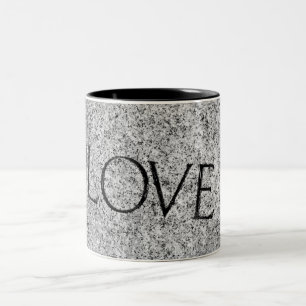 "Love" Carved Stone Two-Tone Coffee Mug