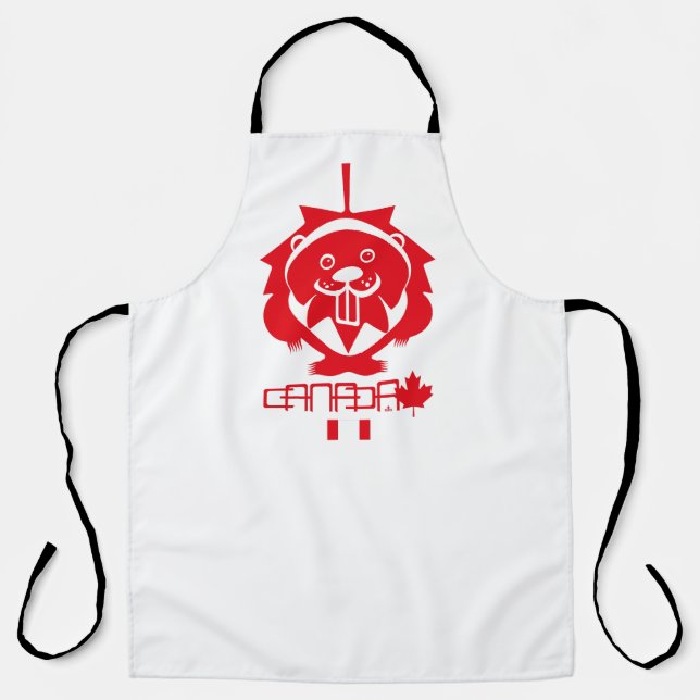 LOVE Castor/ Maple Flag Canada by Masanser Apron (Front)