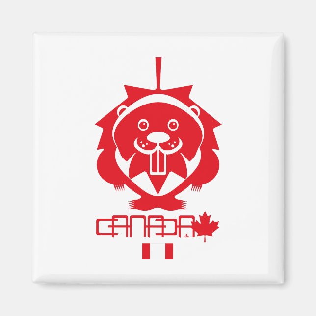 LOVE Castor/ Maple Flag Canada by Masanser Magnet (Front)