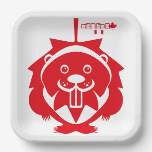 LOVE Castor/ Maple Flag Canada by Masanser Paper Plate