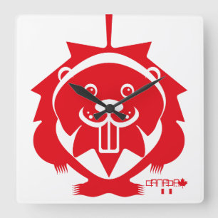 LOVE Castor/ Maple Flag Canada by Masanser Square Wall Clock