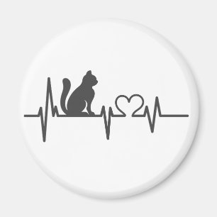 Love cat cardiogram - Choose background color Magnet