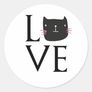LOVE CAT COFFEE CUP CLASSIC ROUND STICKER
