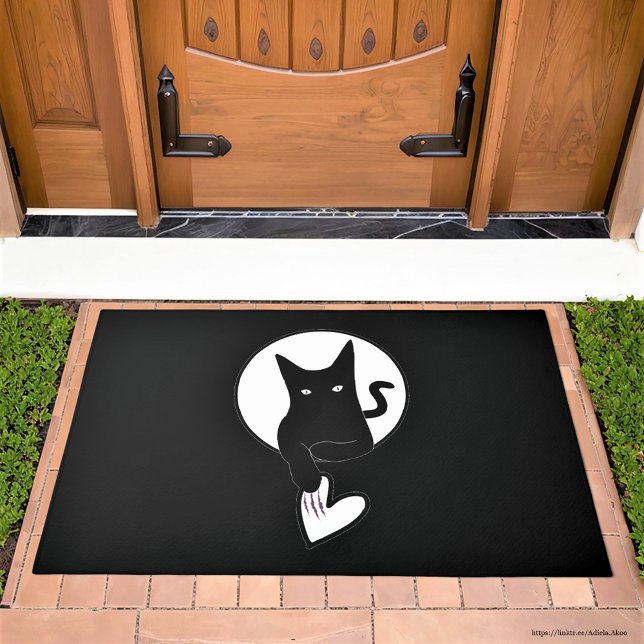 Love Cat Doormat by Poet Adiela Akoo (The Love Cat Doormat - for the perfect blend of warm welcome and Halloween chill. Love it? GET it!)