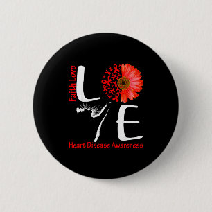Love Cat Heart Faith Hope Love Heart Disease Aware 6 Cm Round Badge