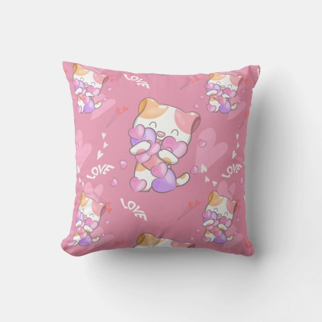 Love Cat Pattern Colourful Pets Animals   Cushion (Front)