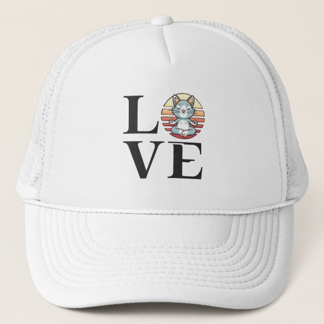 Love cats and meditation trucker hat (Front)