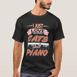 Love Cats and Piano Music Humour Pet Keyboard Fans T-Shirt