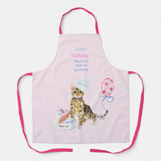 Love Cats Cooking Backing Kitchen Goddess Birthday Apron (Front)