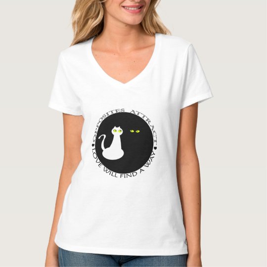 Love Cats Cool Black White Cute Opposites Simple T-Shirt
