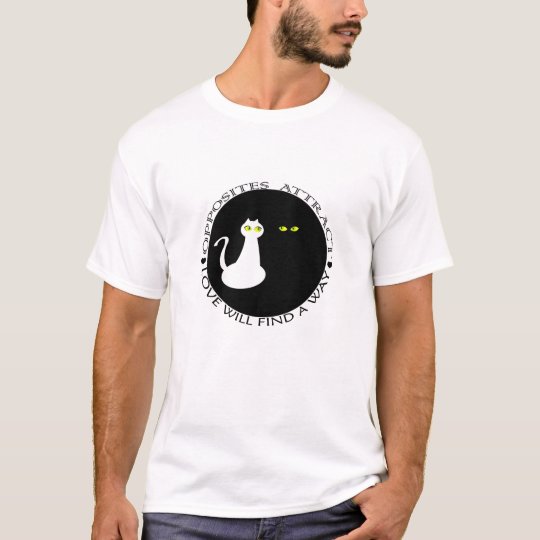 Love Cats Cool Black White Cute Opposites Simple T-Shirt