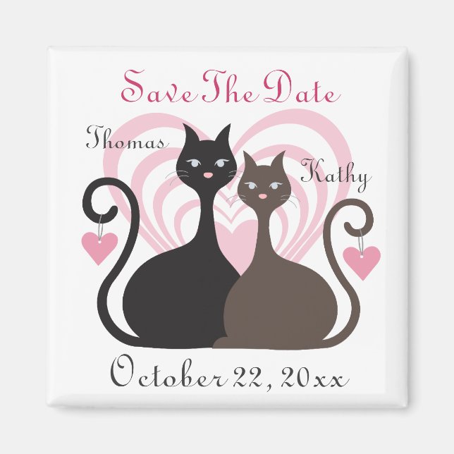 Love Cats Custom Save The Date Magnet Square (Front)