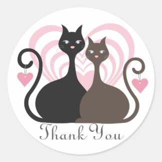 Love Cats Custom Thank You Sticker Round