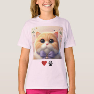 Love Cats Cute Cat Pink Girls T-Shirt