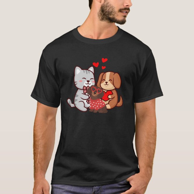 Love Cats Cute Typography Cat Lover Design T-Shirt (Front)