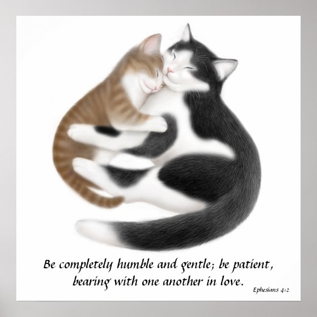 Love Cats Ephesians 4:2 Inspirational Print (Front)