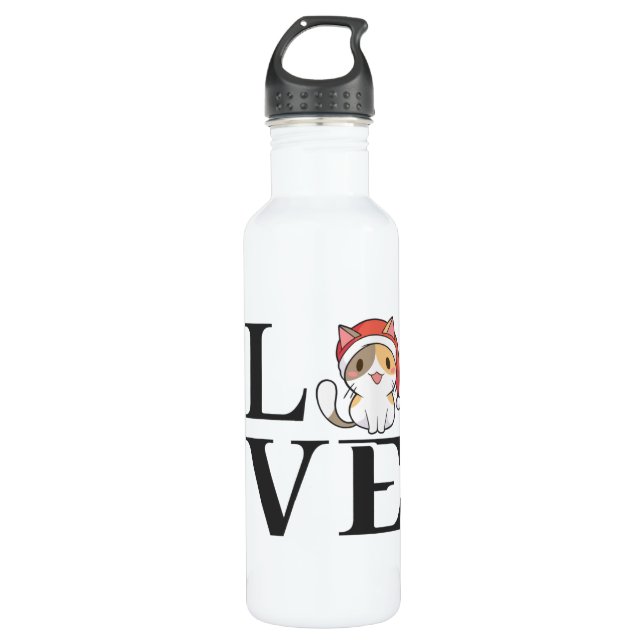 Love Cats – Santa Kitten 710 Ml Water Bottle (Front)