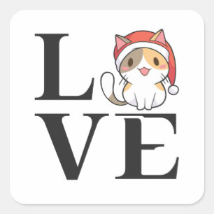 Love Cats – Santa Kitten Square Sticker