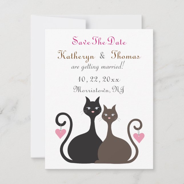 Love Cats Save The Date Announcement Flat Card (Front)