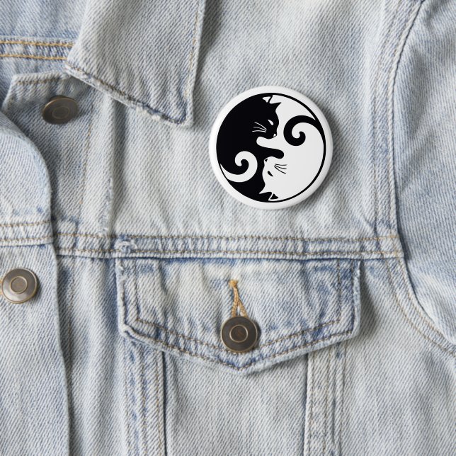 Love Cats Ying Yang 6 Cm Round Badge (In Situ)
