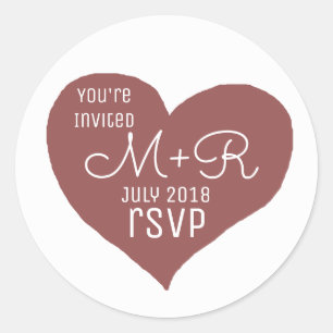 love celebration heart rsvp wedding classic round sticker