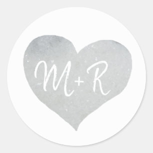 love celebration pale grey heart classic round sticker