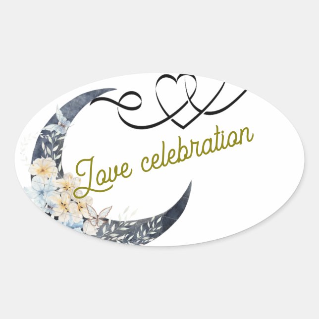 Love Celebration Wedding Sticker – Crescent Moon & (Front)