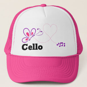 Love Cello Pink Purple Butterfly Heart Trucker Hat