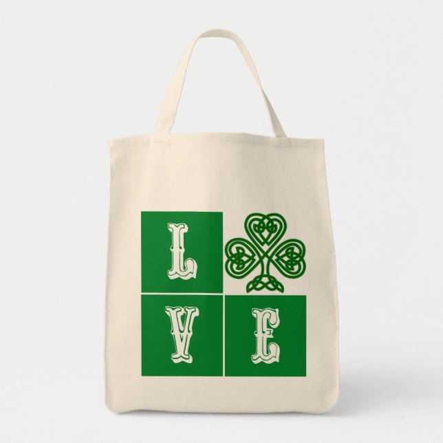 Love Celtic Shamrock Hearts Tote Bag (Front)