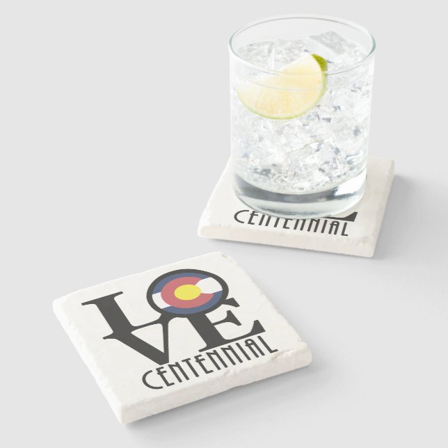 LOVE Centennial Colorado Stone Coaster (Side)