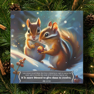Love Charity Giving Scripture Woodland Chipmunks  Holiday Card
