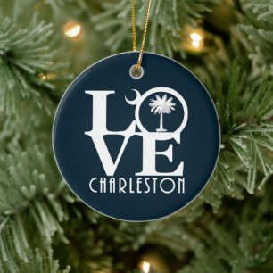 LOVE Charleston SC  Ceramic Ornament