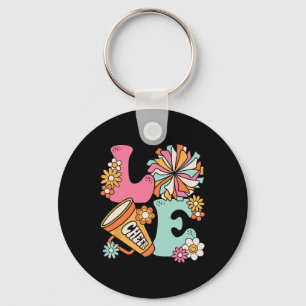 Love Cheer Groovy Cheerleader Cheerleading Women G Key Ring