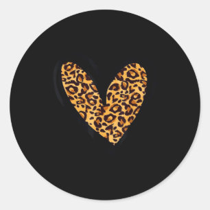 Love Cheetah Leopard Print Heart Valentines Day Gi Classic Round Sticker